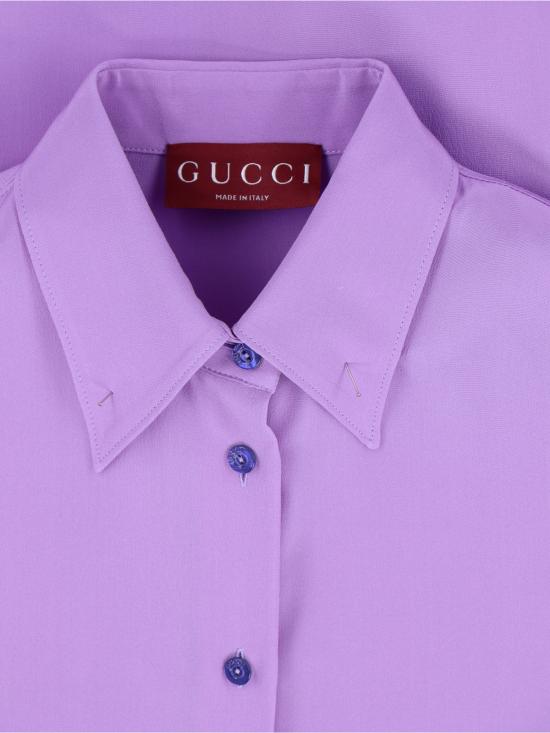 25FW 구찌 실크 크레이프 드 씬 셔츠 853004 Z7AXX 5007 Violet - GUCCI