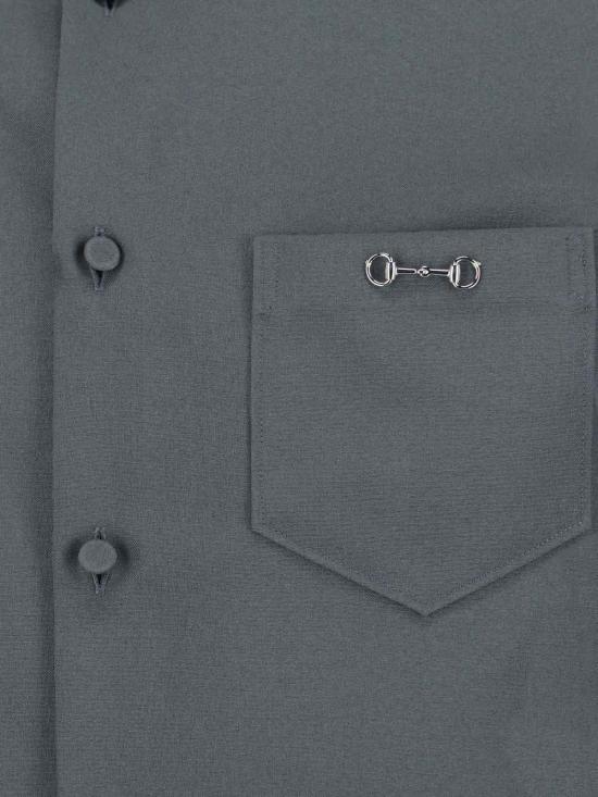 25FW 구찌 홀스빗 디테일 폴리에스터 트윌 셔츠 841624 ZAFKB 1088 Grey - GUCCI