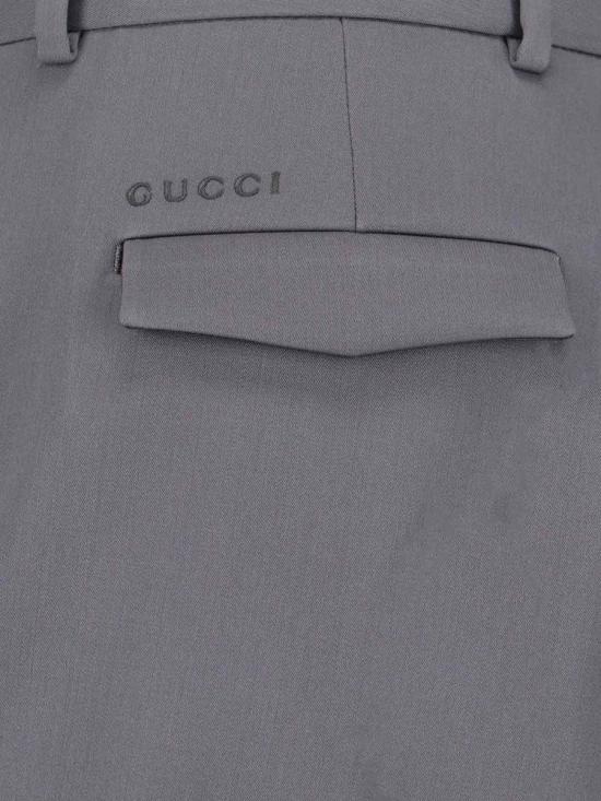 25FW 구찌 헤비 울 새틴 팬츠 850333 Z7AYB1085 GREY - GUCCI