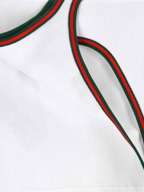 25FW 구찌 웹 코튼 탱크 탑 815851 XJG5O 9692 White - GUCCI