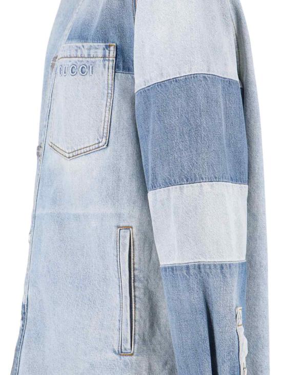 25FW 구찌 체스트 포켓 패치워크 데님 셔츠  828143 XDDBD 4649 Blue - GUCCI