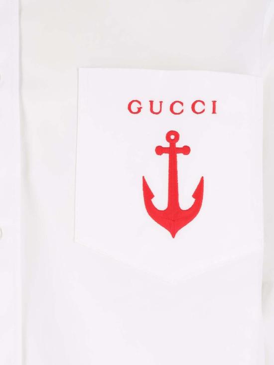 25FW 구찌 포켓 자수 셔츠  833294 Z7AUX 9000 White - GUCCI