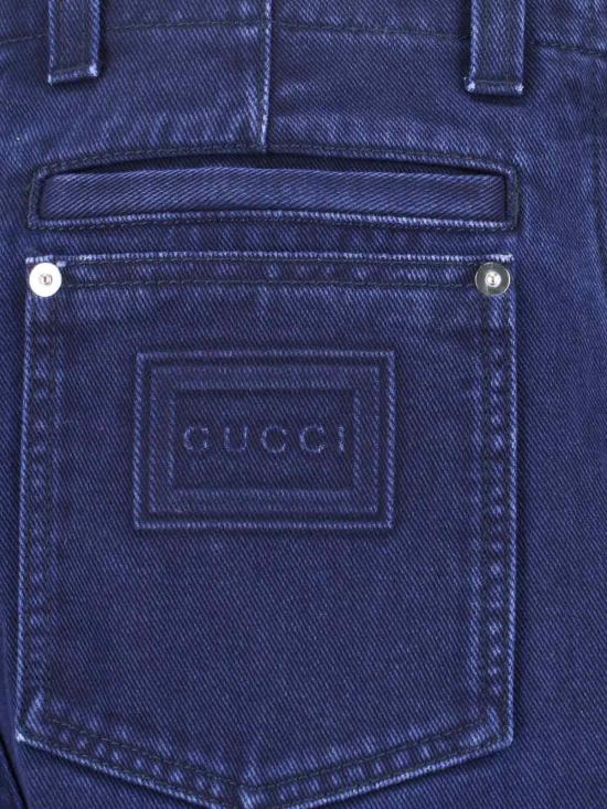 25FW 구찌 엠보스 라벨 워시드 데님 팬츠 835168 XDDA8 4447 Blue - GUCCI