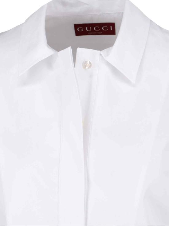 25FW 구찌 스빗 타이 넥 셔츠 831912 Z8B2P 9000 White - GUCCI