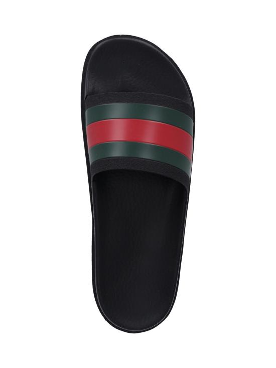 25FW 구찌 웹 러버 슬라이드 뮬/슬리퍼 429469 GIB10 1098 Black - GUCCI