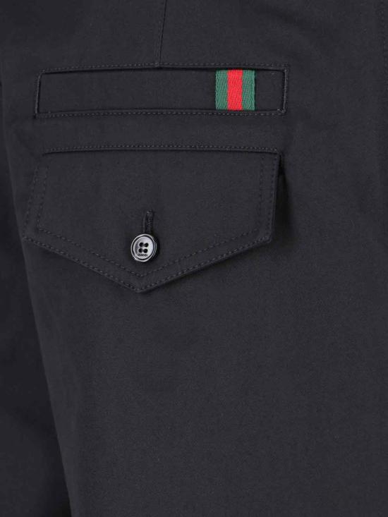 25FW 구찌 웹 디테일 코튼 트윌 팬츠 784049 Z7AJV 1000 Black - GUCCI