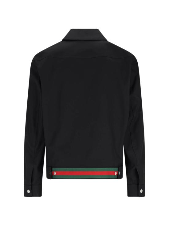 25FW 구찌 웹 디테일 코튼 트윌 자켓 827503 ZAQH5 1000 Black - GUCCI
