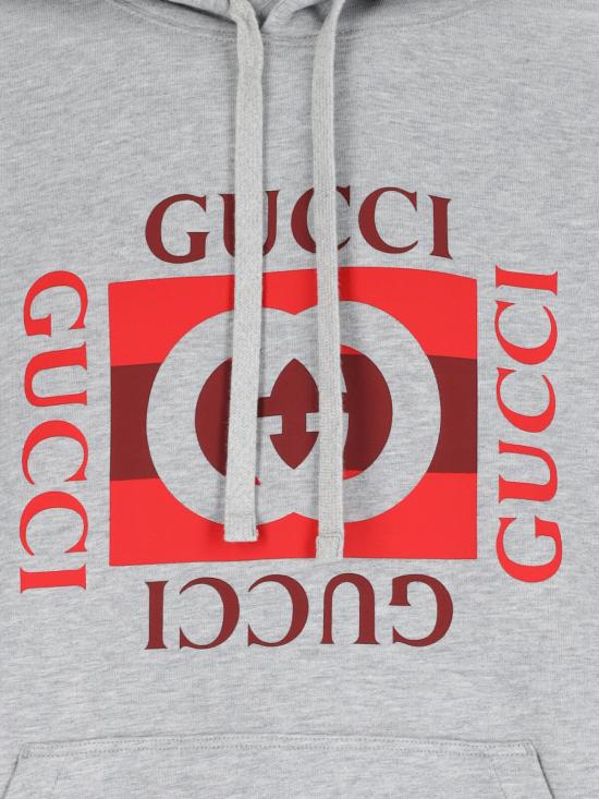 25FW 구찌 로고 프린트 코튼 저지 후드 티셔츠 788771 XJHDP 1230 Grey - GUCCI