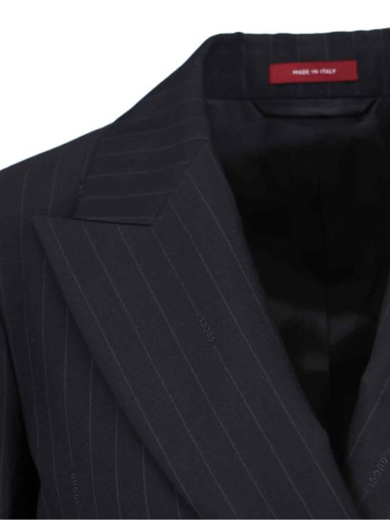 25FW 구찌 핀스트라이프 더블브레스트 울 블레이저 832457 Z7ASO 1152 Black - GUCCI