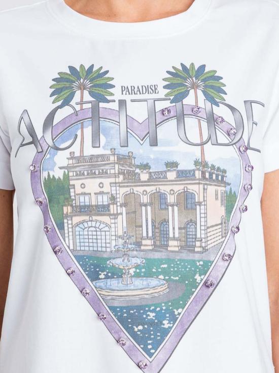 25FW 액티튜드 트윈세트 반팔 티셔츠 252AP2012 00840 White - ACTITUDE TWINSET