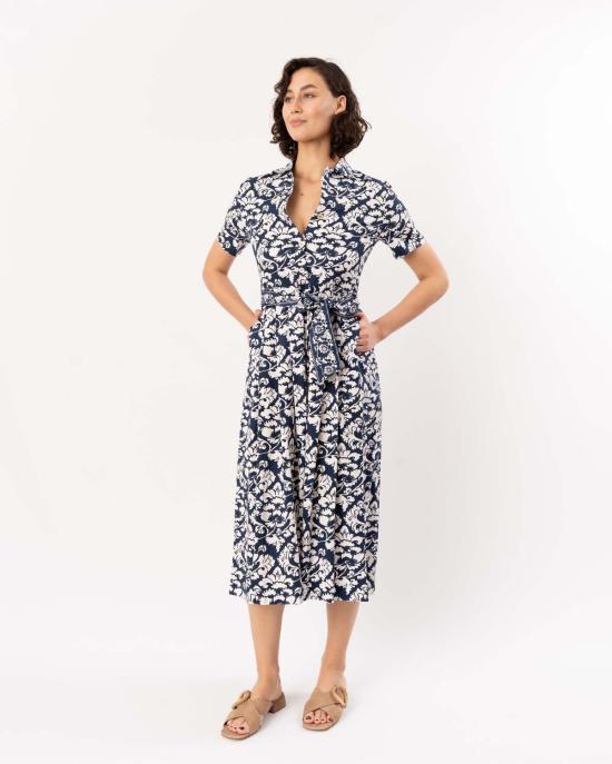  emporio sirenuse 롱 원피스 엠포리오 시레누세 클라우디아 드레스 로터스 플라워 다크 블루 - OTHER BRANDS