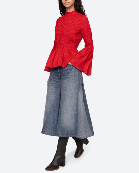  씨뉴욕 셔츠 Sea Ny Imogen 롱슬리브 탑 레드 - SEA NY