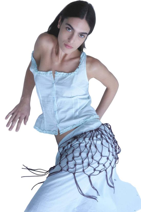  데이지 스튜디오 블라우스 버튼 프릴 탑 민트 - DEIJI STUDIO