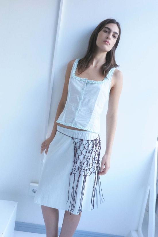  데이지 스튜디오 블라우스 버튼 프릴 탑 민트 - DEIJI STUDIO