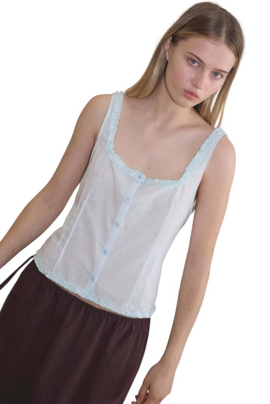  데이지 스튜디오 블라우스 버튼 프릴 탑 민트 - DEIJI STUDIO