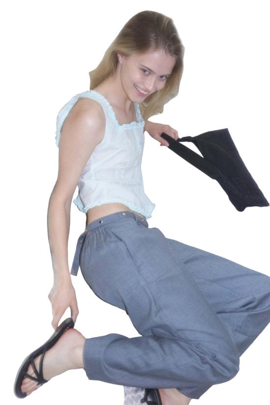  데이지 스튜디오 블라우스 버튼 프릴 탑 민트 - DEIJI STUDIO