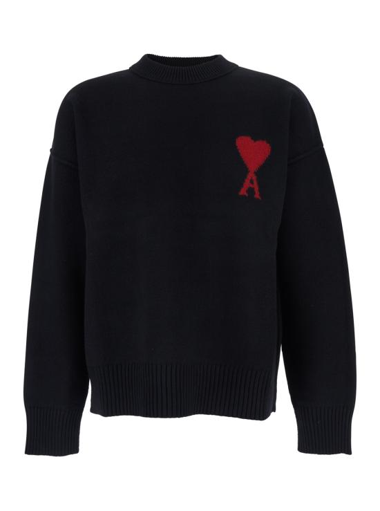 25FW 아미 빅 하트 울 크루넥 스웨터 UKS838018009 Black