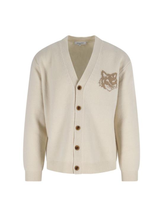 25FW 메종키츠네 폭스 헤드 인타르시아 메리노 가디건 PM00509KM03290395 White