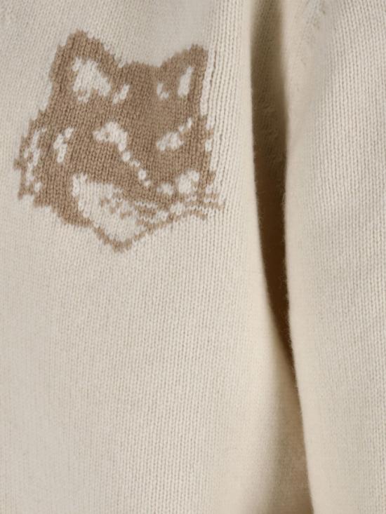 25FW 메종키츠네 폭스 헤드 인타르시아 메리노 가디건 PM00509KM03290395 White - MAISON KITSUNE
