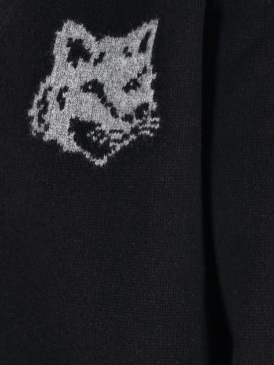 25FW 메종키츠네 폭스 헤드 인타르시아 메리노 가디건 PM00509KM03290391 Black - MAISON KITSUNE