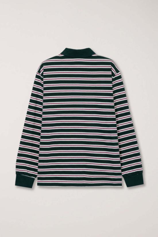  던스트 긴팔 티셔츠 Dunst 멀티 스트라이프 칼라  다크 그린 스트라이프 - DUNST