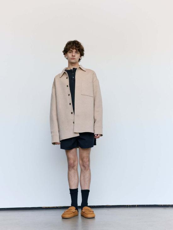 JW앤더슨 자켓 JW 앤더슨 클레이 멜란지 울 오버사이즈 셔츠 재킷 - JW ANDERSON