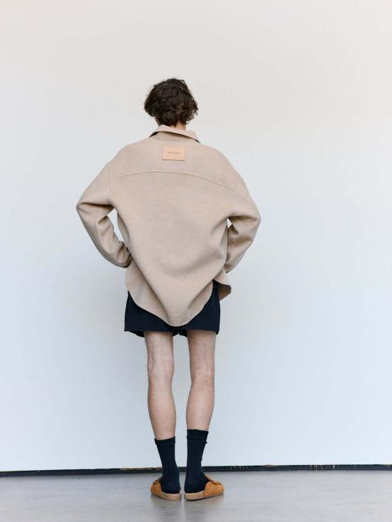  JW앤더슨 자켓 JW 앤더슨 클레이 멜란지 울 오버사이즈 셔츠 재킷 - JW ANDERSON