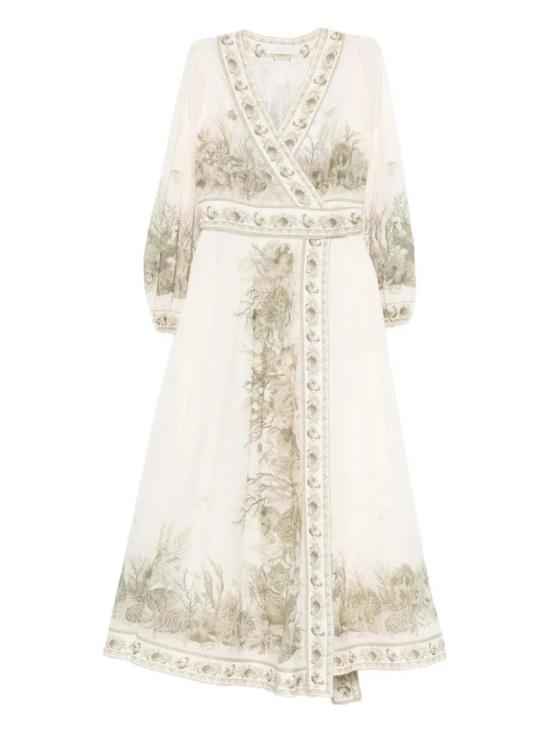  짐머만 미디 원피스 원더러스트 랩 미디 드레스 카키 투알