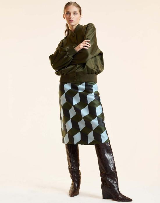  신시아 로리 미디 스커트 신시아 로울리 실크 울 - CYNTHIA ROWLEY