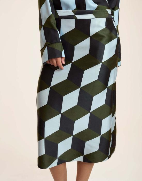  신시아 로리 미디 스커트 신시아 로울리 실크 울 - CYNTHIA ROWLEY