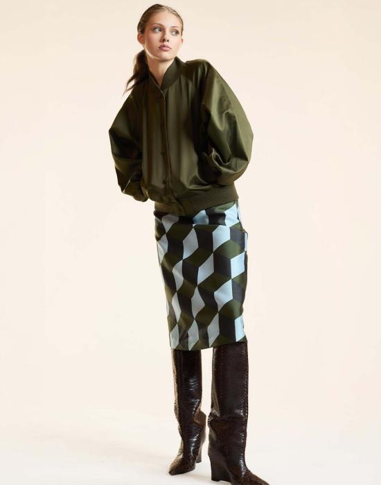  신시아 로리 미디 스커트 신시아 로울리 실크 울 - CYNTHIA ROWLEY