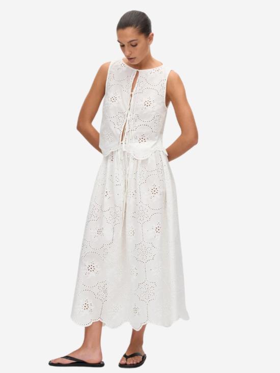  마토 블라우스 브로데리 타이  화이트 - MATTEAU