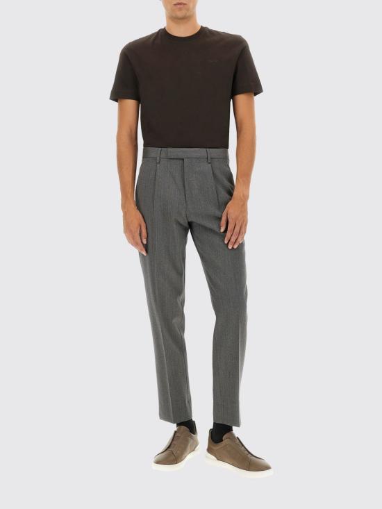 25FW 에르메네질도제냐 반팔 티셔츠 UG360A2G765 M09 Brown - ERMENEGILDO ZEGNA