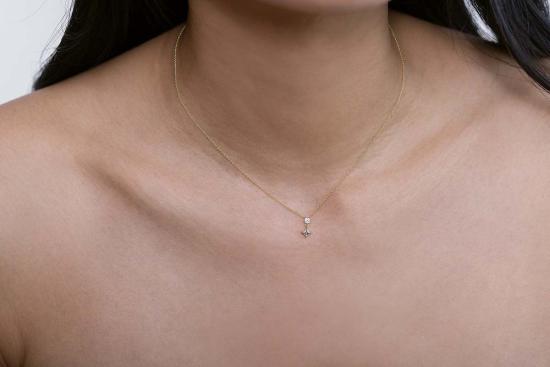  리지 맨들러 파인 주얼리 목걸이/팬던트 믹스 매치 라운드 앤 카레 셰이프 다이아몬드 드롭 네크리스 - LIZZI MANDLER FINE JEWELRY