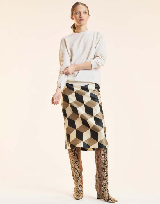  신시아 로리 미디 스커트 신시아 로울리 실크 울  지오블카 - CYNTHIA ROWLEY