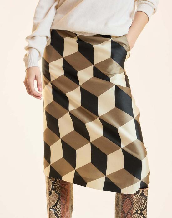  신시아 로리 미디 스커트 신시아 로울리 실크 울  지오블카 - CYNTHIA ROWLEY