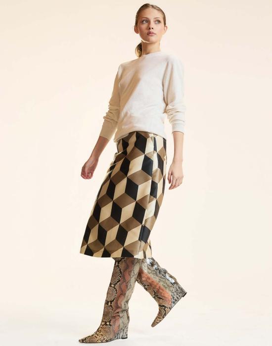  신시아 로리 미디 스커트 신시아 로울리 실크 울  지오블카 - CYNTHIA ROWLEY