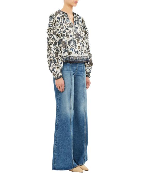  울라 존슨 블라우스 아즈루 코튼 롱슬리브 탑 포슬린 - ULLA JOHNSON