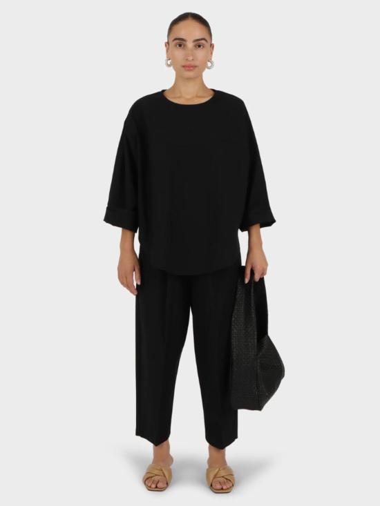  모던 위빙 블라우스 포켓 포포버 탑 - MODERN WEAVING