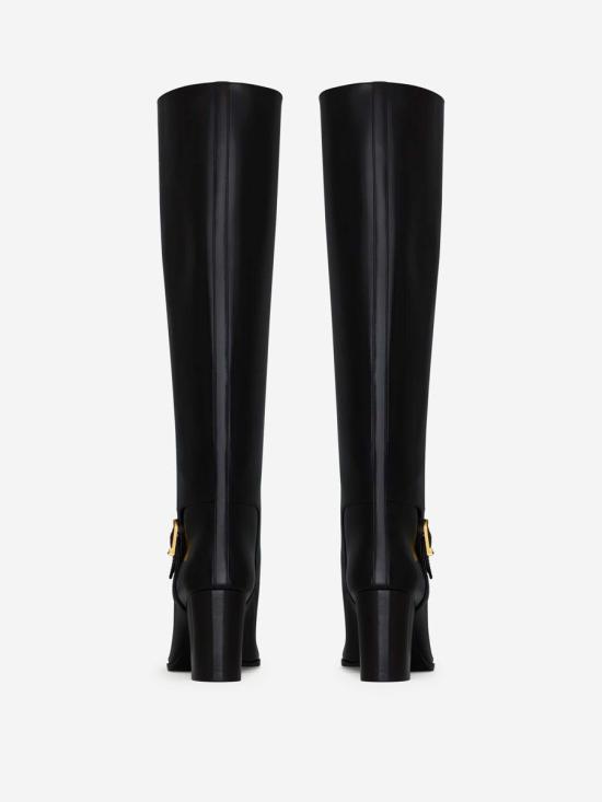 25FW 생로랑 스무스 레더 롱부츠 스무스 가죽 부츠 818207AAEHR 6033DEEP WINE Black - SAINT LAURENT