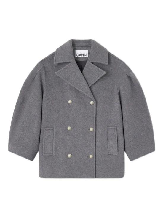 25FW 가니 울 오버사이즈 미디 피코트  W0930 205 PEWTER