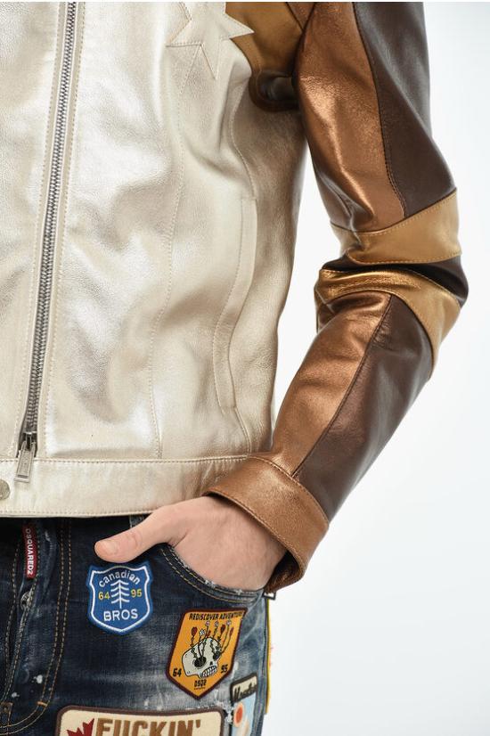  디스퀘어드2 가죽 자켓 S71AN0512 D07004 961 Bianco Marrone - DSQUARED2