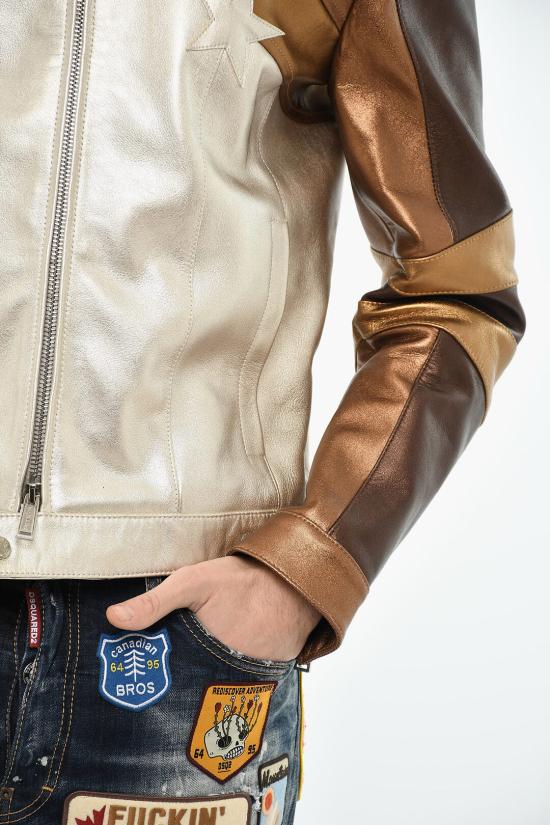  디스퀘어드2 가죽 자켓 S71AN0512 D07004 961 Bianco Marrone - DSQUARED2