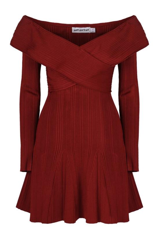 26SS 셀프 포트레이트 미디 원피스 RS26011SABU BURGUNDY Red