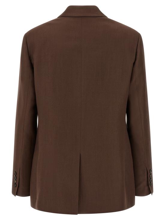 26SS 브루넬로 쿠치넬리 모닐리 비스코스 & 리넨 플루이드 트윌 블레이저 MH1267094C9284 Brown - BRUNELLO CUCINELLI
