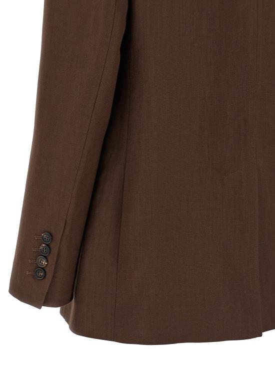 26SS 브루넬로 쿠치넬리 모닐리 비스코스 & 리넨 플루이드 트윌 블레이저 MH1267094C9284 Brown - BRUNELLO CUCINELLI