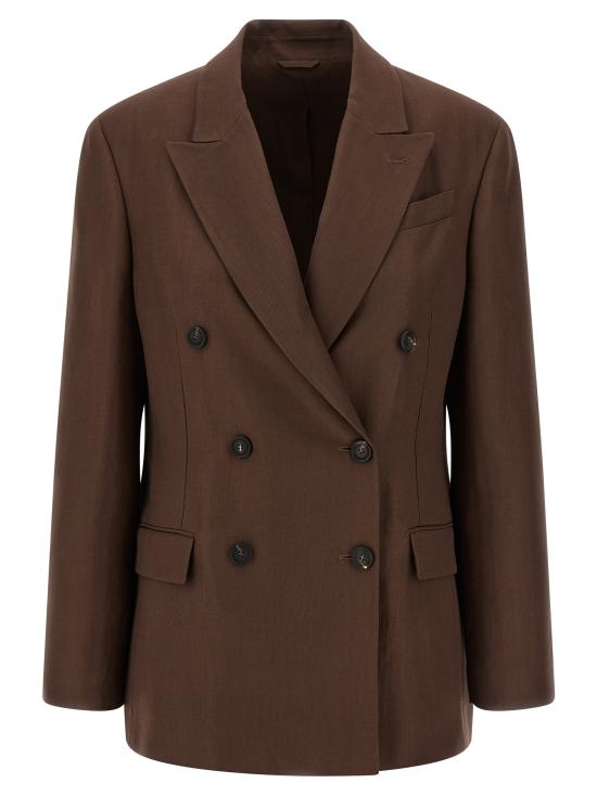 26SS 브루넬로 쿠치넬리 모닐리 비스코스 & 리넨 플루이드 트윌 블레이저 MH1267094C9284 Brown