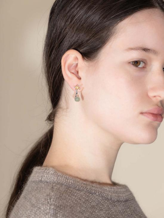  패리스 이어링 파리스 도토 젬 스터드 세트 귀걸이 스털링 실버/시트린/아벤츄린 - FARIS