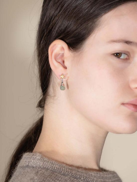  패리스 이어링 파리스 도토 젬 스터드 세트 귀걸이 스털링 실버/시트린/아벤츄린 - FARIS