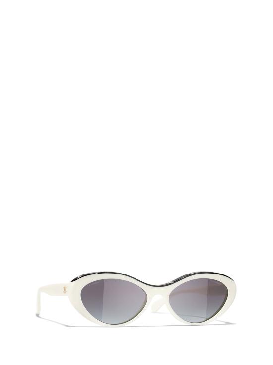 26FW 샤넬 로고 디테일 오벌 선글라스 CH5416 1763S6 WHITE - CHANEL